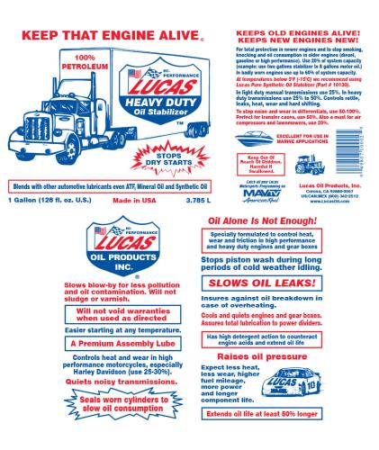 Lucas Heavy Duty Oil Stabilizer 
