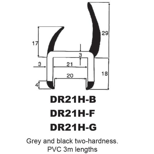 P.V.C SECTIONS - DUROMETER DOOR SEAL - (LIGHT GREY)