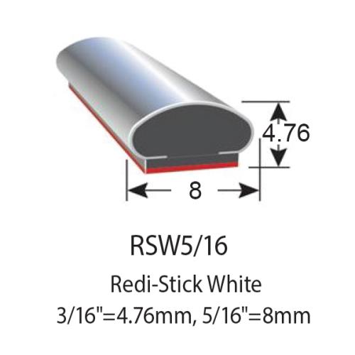 RUBBER EXTRUSIONS - REDI-STICK WHITE - 4.76x8mm 