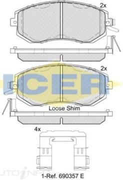 DISC BRAKE PADS FRONT SUBARU