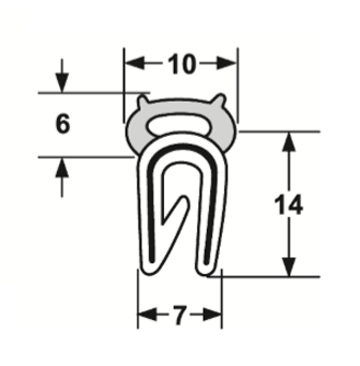 PINCHWELD-EPDM TOP BULB SEAL-SCHLEGEL WIRE CAGE