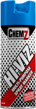 CHEMZ HI-VIZ BLUE MARKER SPRAY UPSIDE DOWN
